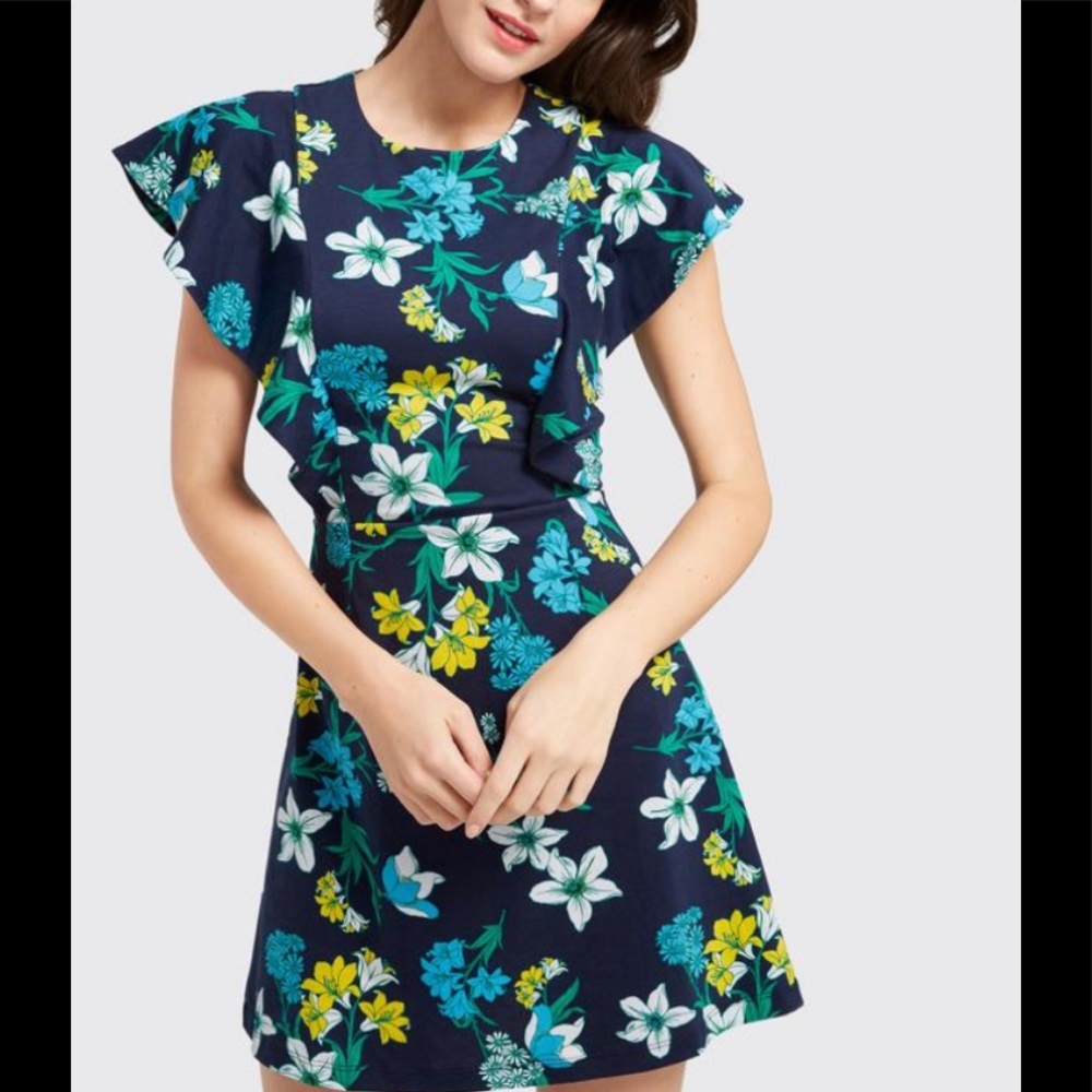 Draper James Ellison Floral Ruffle Knit Dress